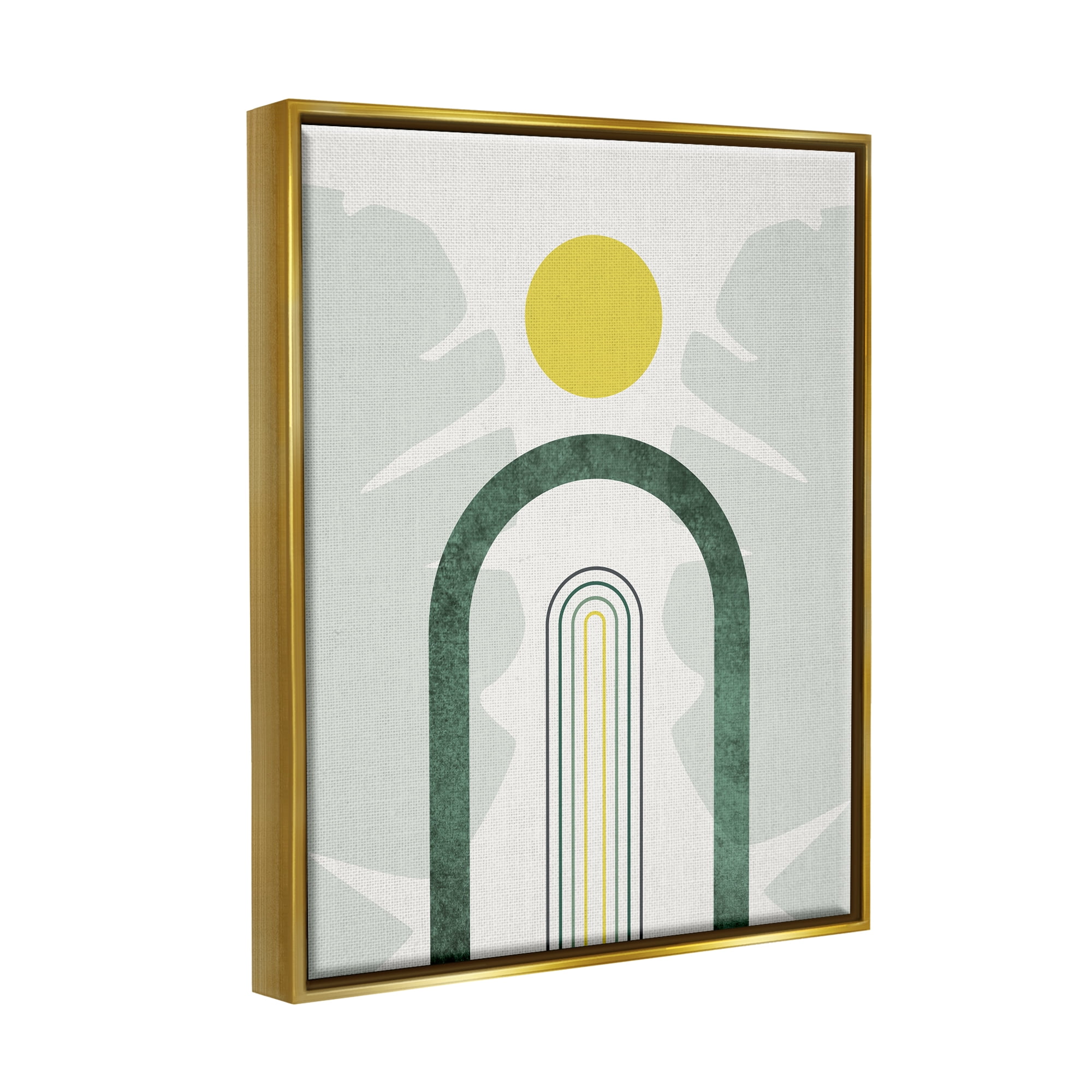 Stupell Industries Green Arches Tropical Abstraction Abstract Painting Gold Floater Framed Art Print Wall Art