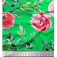 thumbnail image 1 of Soimoi Green Rayon Fabric Leaves & Floral Printed Fabric 1 Yard 42 Inch Wide, 1 of 1