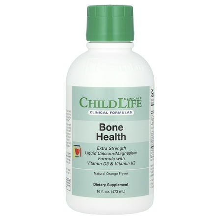 ChildLife Clinicals Liquid Calcium/Magnesium Formula with Vitamin D3 & Vitamin K2, Natural Orange, 16 fl oz (473 ml)