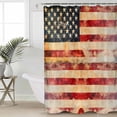 thumbnail image 2 of 72x78 Inch Shower Curtain Retro American Flag Bathroom Decor Waterproof Fabric Bathtub Bath Curtains Decorative Vintage Red Strip Star US Flag Extra Long Shower Curtain Set with Hooks, 2 of 6