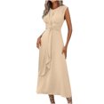 thumbnail image 2 of FcBaudy Robe Sans Manches Col Rond, Robes d'Été pour Femmes, Robes Élégantes pour Femmes Robe Longue Sans Manches Robe à Volants, 2 of 9