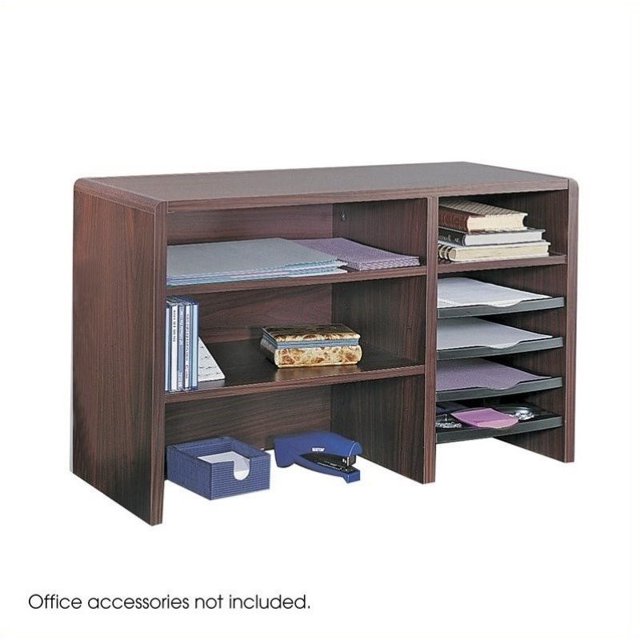 Scranton & Co 29"W Compact Desk Top Organizer in Mahogany