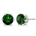 thumbnail image 3 of Gem Stone King 6mm Round Green Red and White Zirconia Set of 3 Rings with Matching Studs Earrings (Size 9), 3 of 7