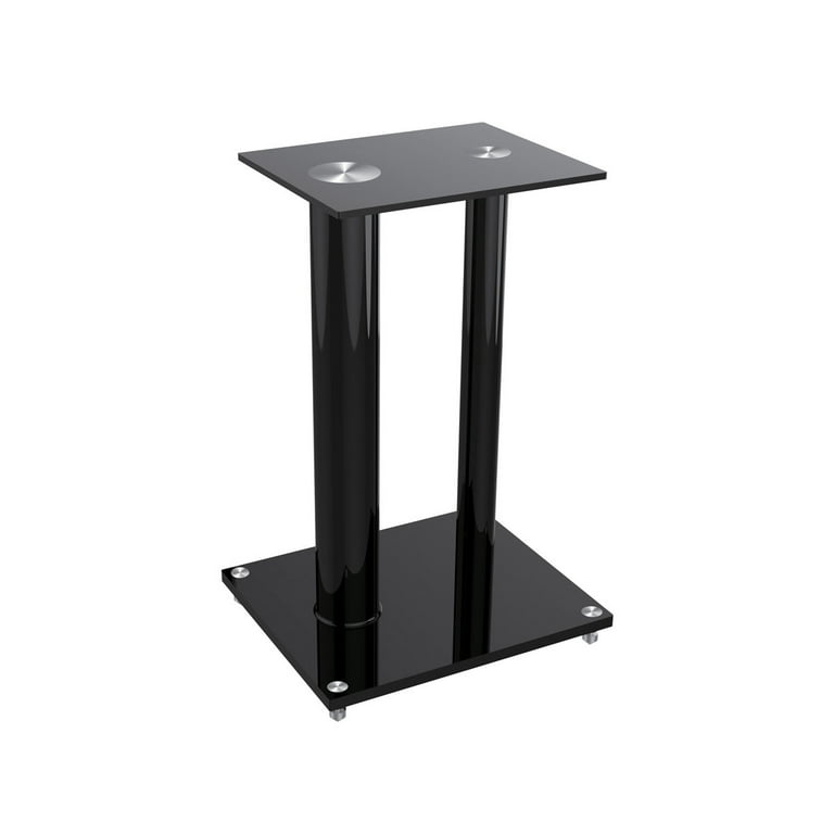 Monoprice Glass Floor Speaker Stands (Pair) - Black, Support Up to 22 Lbs. (10 Kg) Weight, Constructed Tempered Glass W/ Aluminum Vertical Supports - Walmart.com