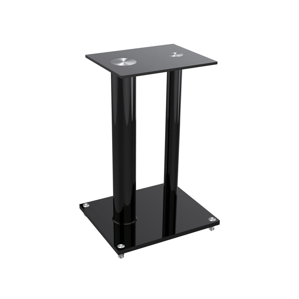 Monoprice Glass Floor Speaker Stands (Pair) Black, Support Up to 22