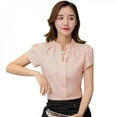 thumbnail image 2 of Greyghost SL-New Spring Autumn Tops Office Ladies Blouse Fashion Short Sleeve V-neck Slim Petal, 2 of 5