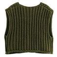 thumbnail image 4 of LISTHA Womens Casual Chunky Knit Vest Gold Button Down Crop Crochet Sleeveless Sweater Vest Army Green M, 4 of 7