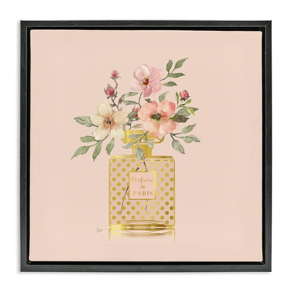 Stupell Industries Glam Perfume Bouquet Botanical & Floral Painting Black Floater Framed Art Print Wall Art, 18 x 18