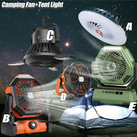 

Camping Fan with LED Lantern Rechargeable Battery Powered Tent Fan Ceiling Fan