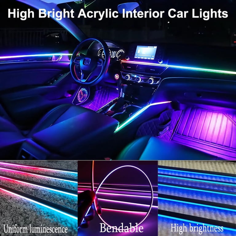 6 in 1 Interior Car LED Light Strips with App and Remote Control, Fiber ...