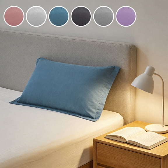 Cotton Pillowcase Brushed Microfiber Standard Pillowcase Moisture Wicking and Wrinkle Resistant Non-Slip Single Blue Pillowcase(1Pcs) JASKFLY