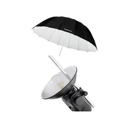 UPC: 0846431005524 | 7 Feet Parabolic Umbrella  White/Black – Bundle With Flashpoint Streaklight Umbrella Reflector Kit