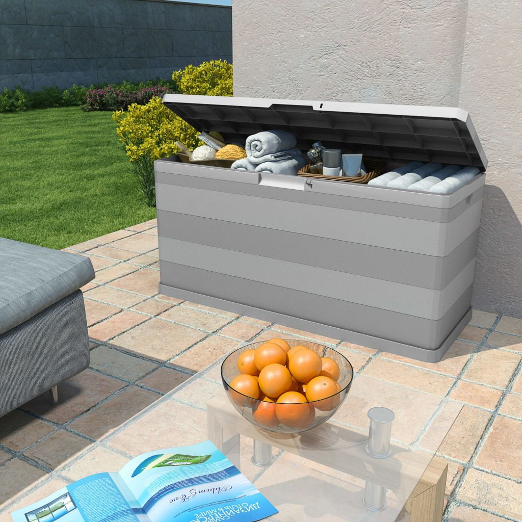 Garden Storage Box, Outdoor Deck Storage Chest, Patio Storing Tool Box-Gray Garden Storage Box, Outdoor Deck Storage Chest, Patio Storing Tool Box-Gray