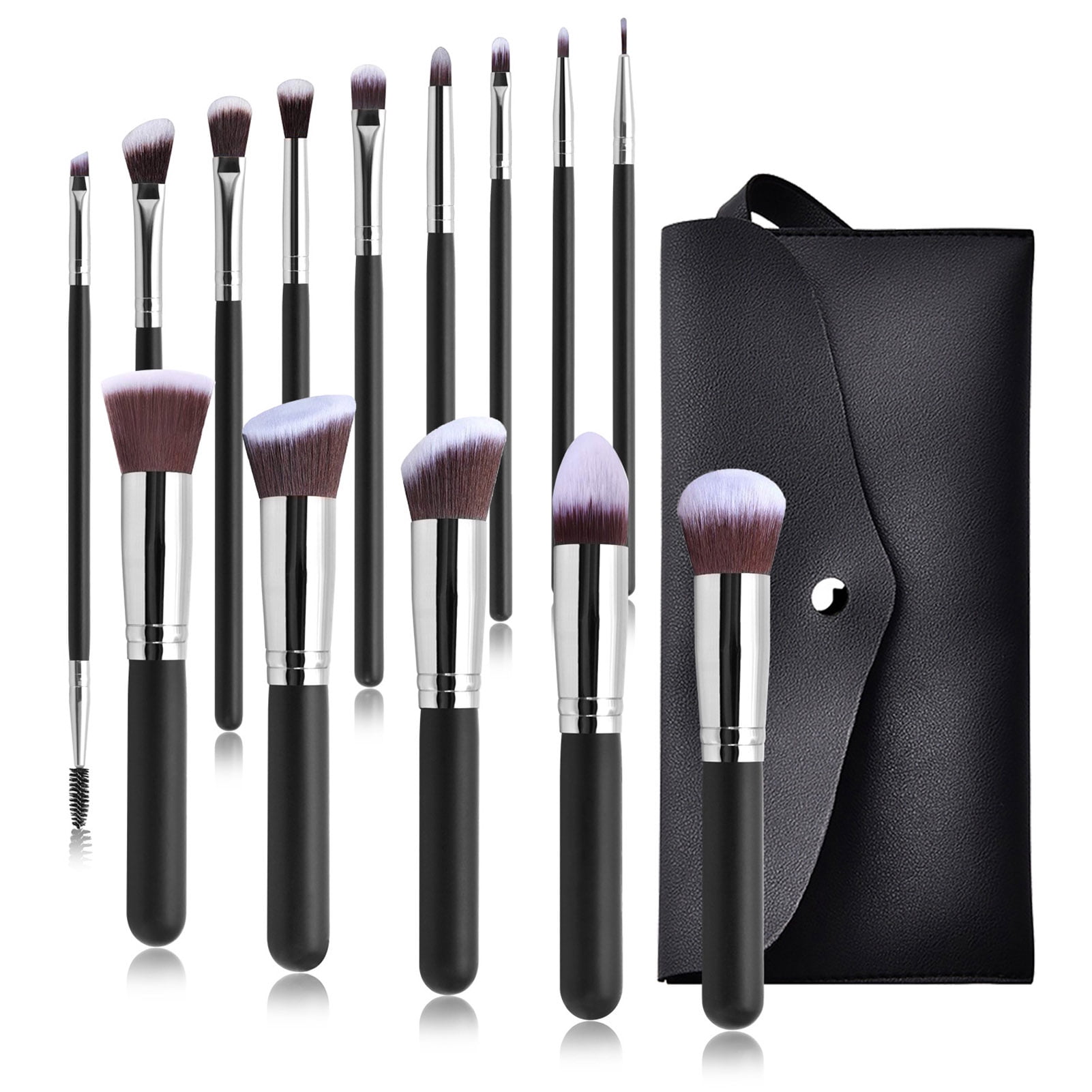 AEDILYS 14 Pcs Makeup Brushes Set, Mini Travel Cosmetic Brushes Kit, Eye Shadow, Silver