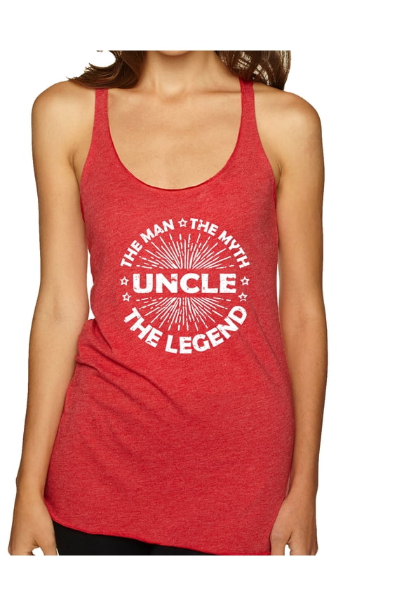 , Uncle Man Myth Legend Funny Dad Uncle Papa Granpa Dad Gift, Father's Day, Women Tri-Blend Racerback Tank Top, Vintage Red, Medium