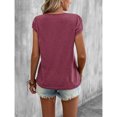 thumbnail image 5 of Women Petal Sleeve Top Casual V Neck Plain Color Dressy Loose Fit Summer Basic Tee Top Red Purple XL, 5 of 7