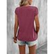 thumbnail image 5 of Top de manga de pétalo para mujer, camiseta básica informal con cuello en V, Color liso, elegante, holgada, de verano, rojo, morado, XL, 5 of 7