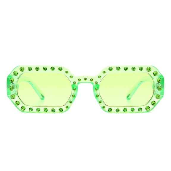 Light Green Frame Sunglasses with Stud Decoration - Light Green Lens UV Protection Fresh Casual Eyewear