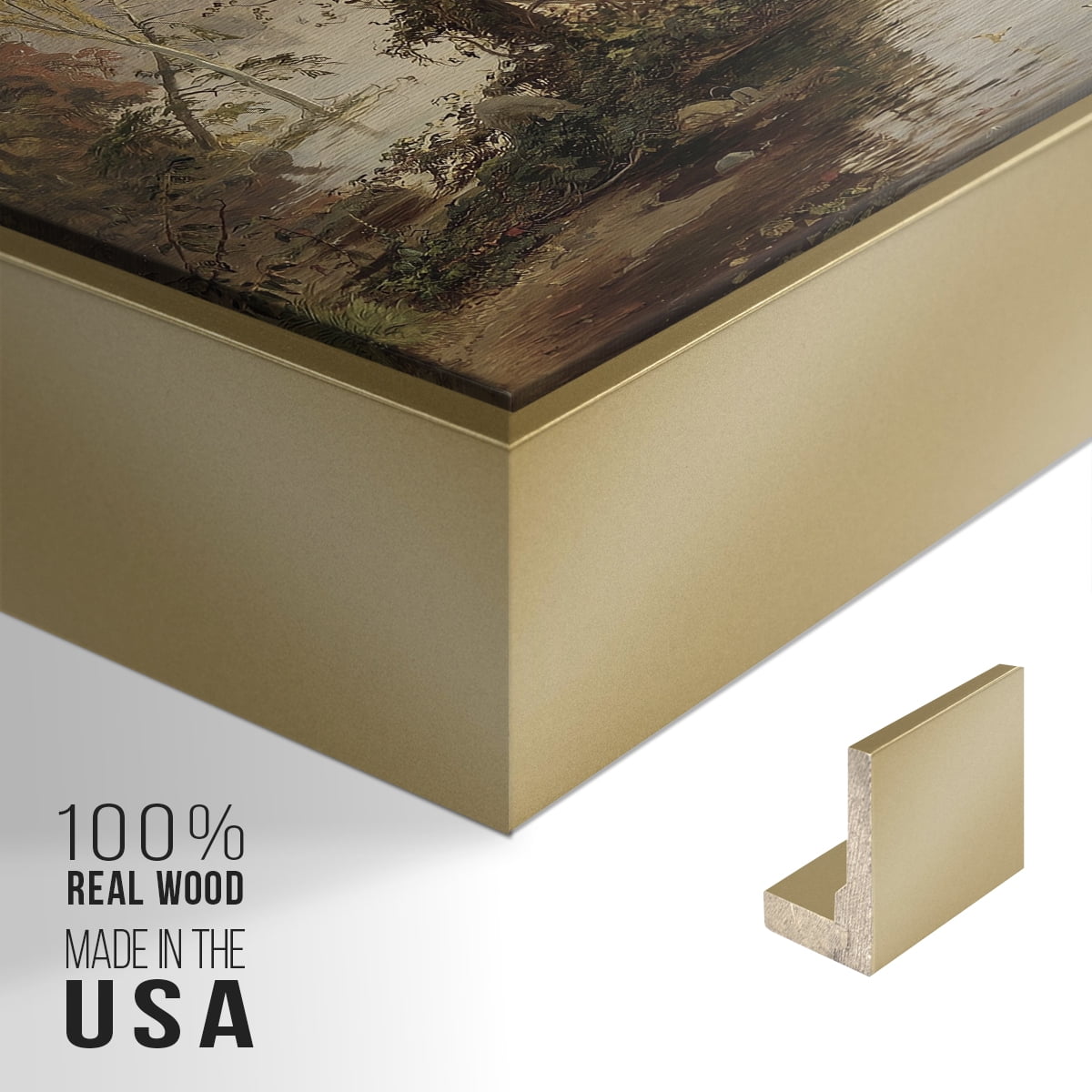 Vintage Landscape-XXII By Wexford Home Framed in Gold Wood Gallery Wrapped Canvas 25 in. x 37 in.