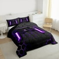 thumbnail image 3 of Manfei Cartoon Console Bedding Comforter Set,Modern Video Game Twin Comforter Sets,Purple Geometric Honeycomb Bedding Set For Boys Teens,Super Cozy Room Decor Reversible,2-Piece, 3 of 8