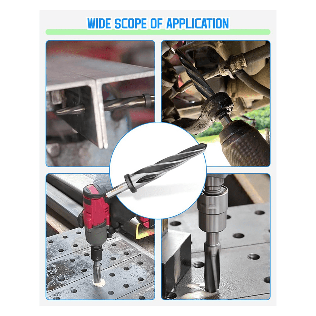 1In Drill Bridge/Construction Reamer Bit with 1/2In Non-Slip Shank M2 HSS Taper Chucking Reamer Bit Tool for Steel Metal