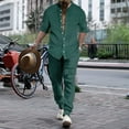 thumbnail image 2 of Fgnfyis Men's Linen Shirt Sets Outfits 2 Pieces Henley Shirts Long Sleeve Loose Yoga Pants Beach Clothing Mens Suits GN2 M, 2 of 9