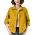 thumbnail image 1 of Women's Casual Loose Fit Solid Color Button Front Jacket Top Long Sleeve Shirt for Fall, 1 of 2