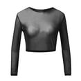 thumbnail image 4 of Outfmvch Crop Tops for Women Sheer Mesh Long Sleeve Crop Tee Womens Tops Crop Tops Black, 4 of 7