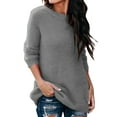 thumbnail image 1 of Capreze Long Sleeve Plush Sweater for Women Casual Solid Color Blouse Tunic Tops Grey S, 1 of 2
