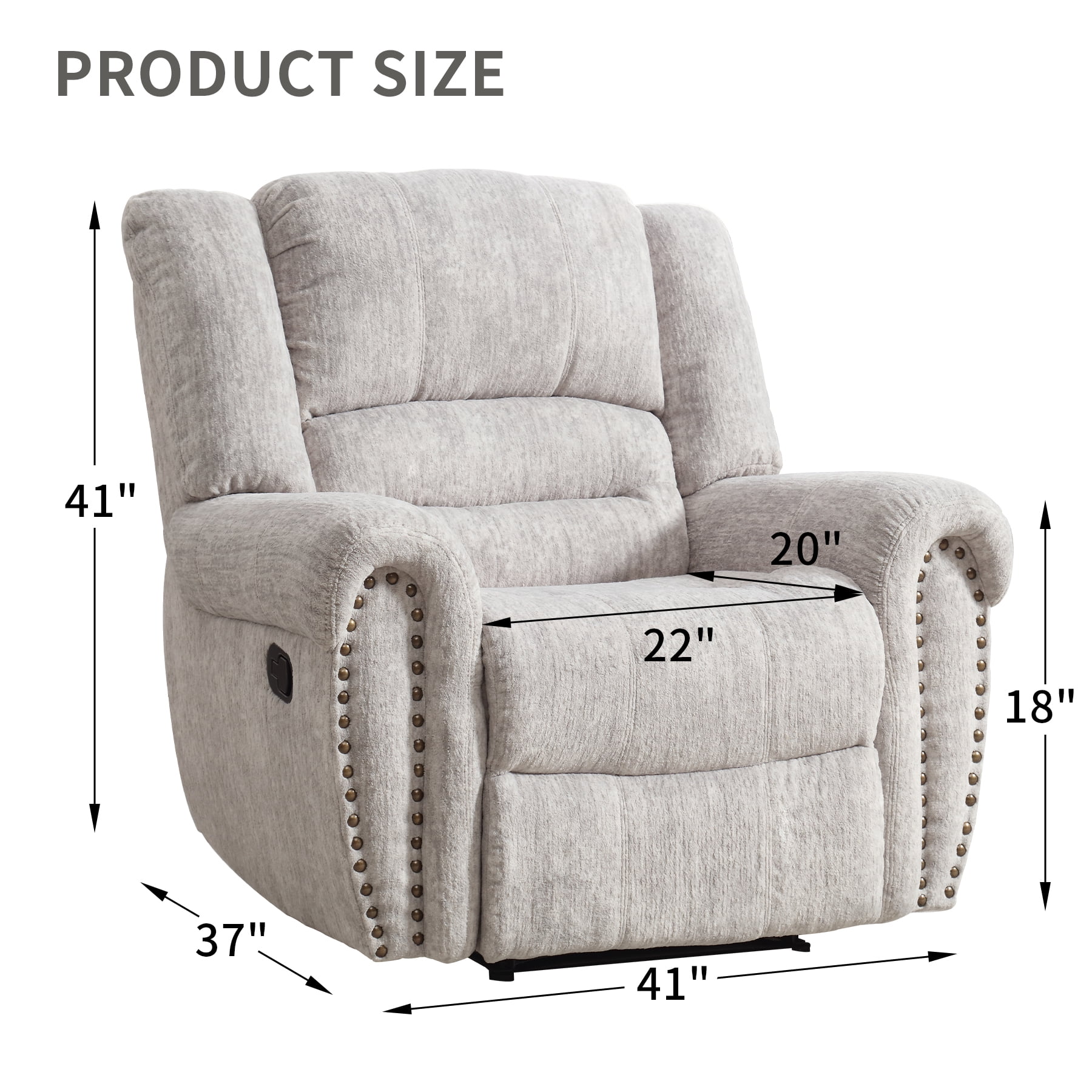 Bonzy Home Premium 2-Pack Recliner Chair Set, Soft Faux Leather, Manual Reclining Sofa for Living Room & Bedroom,White
