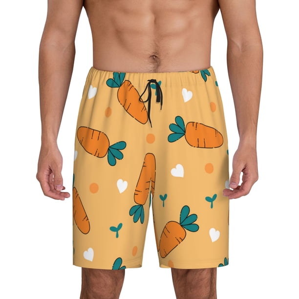 Fotbe Love Carrot Pantalones Cortos de Pijama para Hombre, Ropa de Dormir, Pantalones de Pijama Cortos para Hombre-4X-Large