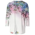 thumbnail image 4 of 2026 Womens T Shirts Fashion Tops Vintage Floral Print 3/4 Sleeve Summer Casual Plus Size Clothes Pink 2XL, 4 of 5