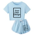 thumbnail image 3 of WOYY Little Girls Athletic Short Sleeve T-Shirt Shorts Set Casual Tracksuit, Sizes 5-6, 3 of 4