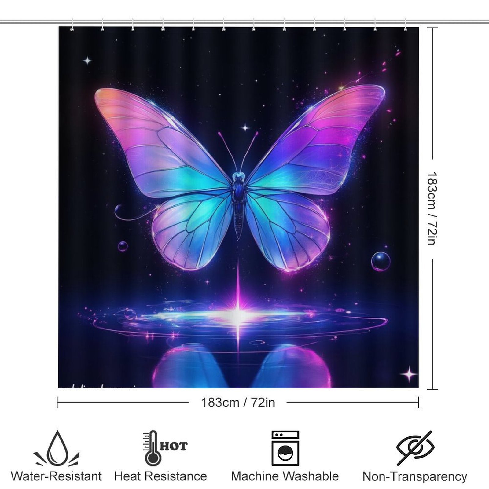 Dreamy Purple Butterfly Pattern (110)-1 Shower Curtain Set Modern Bathroom Decor Mats 4pcs Fabric Bathroom Curtain Slip Floor Rug Toilet Lid