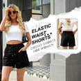 thumbnail image 4 of VDJ Women Casual Summer Shorts Elastic Waisted Drawstring Comfy Pull On Lightweight Black Shorts with Pockets Size M, 4 of 11