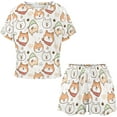 thumbnail image 3 of SKQIT Ensembles de Pyjamas pour Femmes Manches Courtes, Ensembles de Détente Décontractés Deux Pièces Hauts à Manches Courtes et Shorts avec Poches, 3 of 6