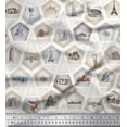 thumbnail image 1 of Soimoi Crepe Silk Fabric Geometric & Monuments Patchwork Printed Fabric 1 Yard 42 Inch Wide, 1 of 1