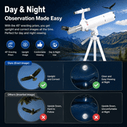 KEXWAXX Telescope, 70mm Aperture 400mm Refractor with FMC Optics for Kids and Adults, 16X-120X with Moon Filters, Phone Adapter, Tripod and Bag