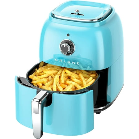 

Galanz Retro Electric Air Fryer with Non-Stick Basket Temperature and Time Control Oil-Free for Healthy Frying Auto Shutoff 4.8Qt 1500W Retro Blue