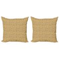 thumbnail image 1 of Retro Throw Pillow Cushion Cover Pack of 2, Geometric Pattern with Continuous Circular Shapes Combined with Spirals and Dots, Zippered Double-Side Digital Print, 4 Sizes, Tan and Caramel, by Ambesonne, 1 of 2