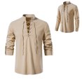 thumbnail image 2 of FAOWME Toddler Boys Shirt Renaissan Lace Up Scottish Jacobite Classical Tops Khaki 15-16 Years, 2 of 7