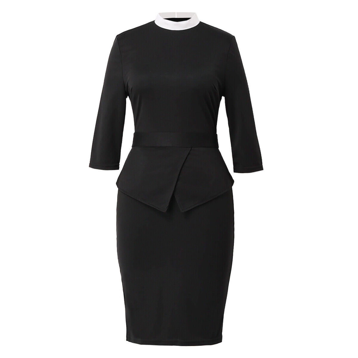 GRACEART Women Clergy Dress Priest Peplum Dress Bodycon Pastor White ...