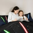 thumbnail image 4 of Manfei Neon Light Sword 7pcs Bedding Comforter Set,Cartoon Lightsaber Queen Bedding Sets,Green Orange Blue Queen Sheet Sets For Kids,Luxury Bedroom Decor Reversible, 4 of 8