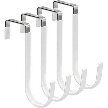 Over The Door Hooks with Rubber Prevent Scratches Heavy Duty Organizer Hooks for Bedroom, Living Room, Bathroom, Kitchen, 4 Packs Thickened Door Hangers Hooks (White)