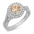 thumbnail image 2 of 1.3125 ct Round Cut Simulated Champagne Diamond with Simulated Diamond Halo Accents 14K White Gold Womens Engagement Ring, 2 of 5