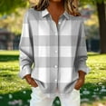 thumbnail image 2 of Lenpel Button down Shirts for Women Plus Size Long Sleeve Curved Hem Plaid Collared Blouses Loose Dressy Casual Tops(White,X-Large), 2 of 6