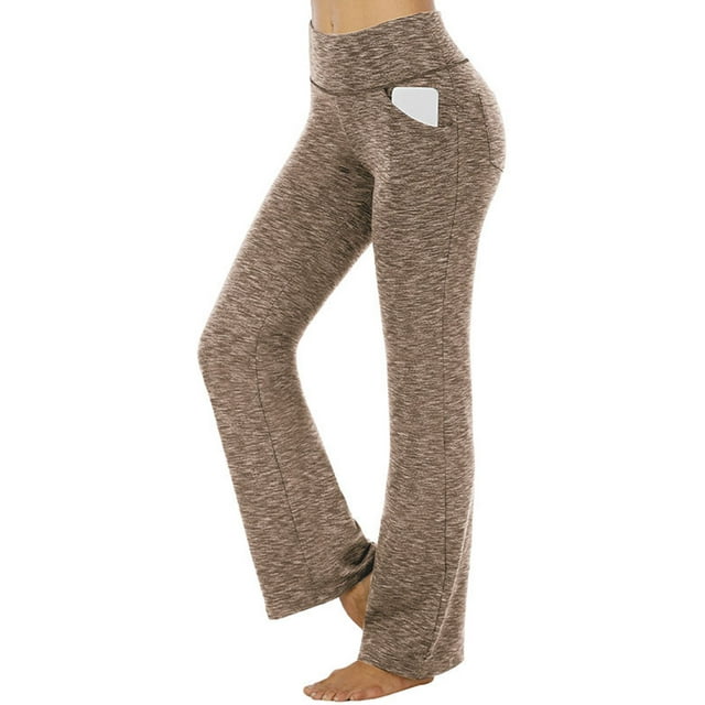 Innerwin Bas Taille Haute Femmes Harem Pantalons Course Jambe Large Pantalon Stretch Jaune Foncé 3XL