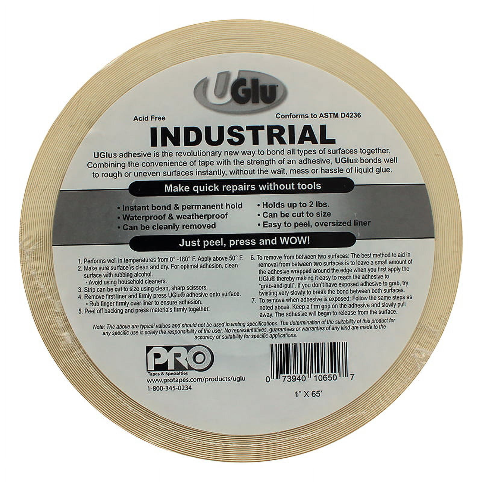 UGlu Contractor Pack Double-Sided Adhesive Mounting Tape 250 Strips 1" x 3" Transparen