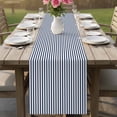 thumbnail image 4 of Navy Blue Vertical Striped Table Runner 72 Inches, Farmhouse Thin Line Stripes Bed Runner Dresser Scarves Tabletop for Indoor Outdoor Parties/Ceremony/Banquet, 18" x 72", 4 of 9