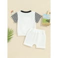 thumbnail image 4 of Bslissey Toddler Baby Boys Summer Clothes Plaid Print T-shirt Short Sleeve Tops and Elastic Waist Shorts 2Pcs Outfits 6M 12M 18M 24M 3T Infant Casual Short Pants Sets, 4 of 9